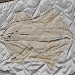 NWT Knox Rose XS Waffle Knit Lace Floral Open Front Cardigan Sweater